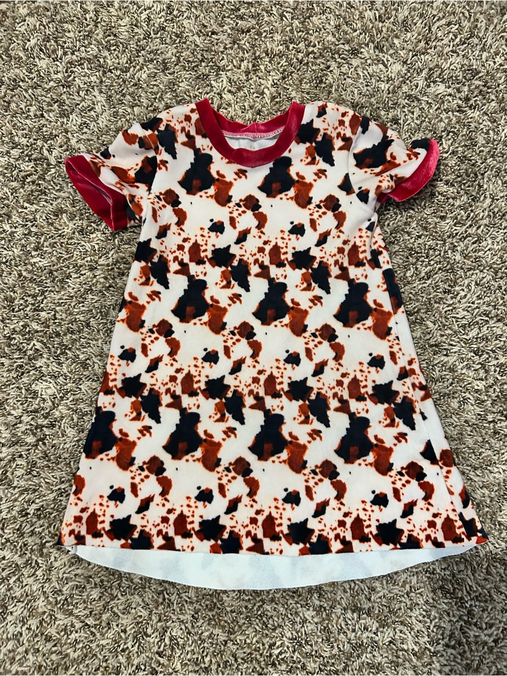 Small shop velvet cow print dress